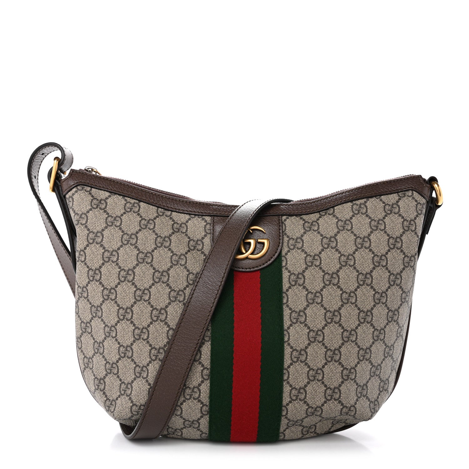 Gucci GG Supreme Monogram Web Small Ophidia Half Moon Hobo Brown 1 of 10