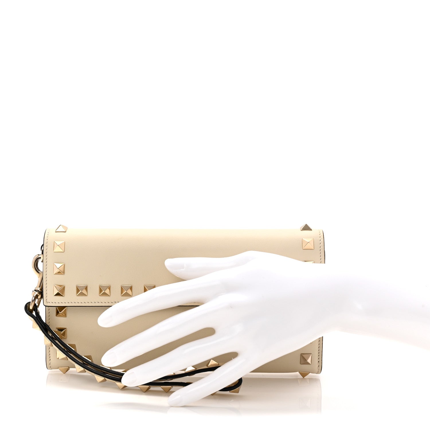 Valentino Garavani Calfskin Rockstud Wristlet Travel Wallet Light Ivory 2 of 10
