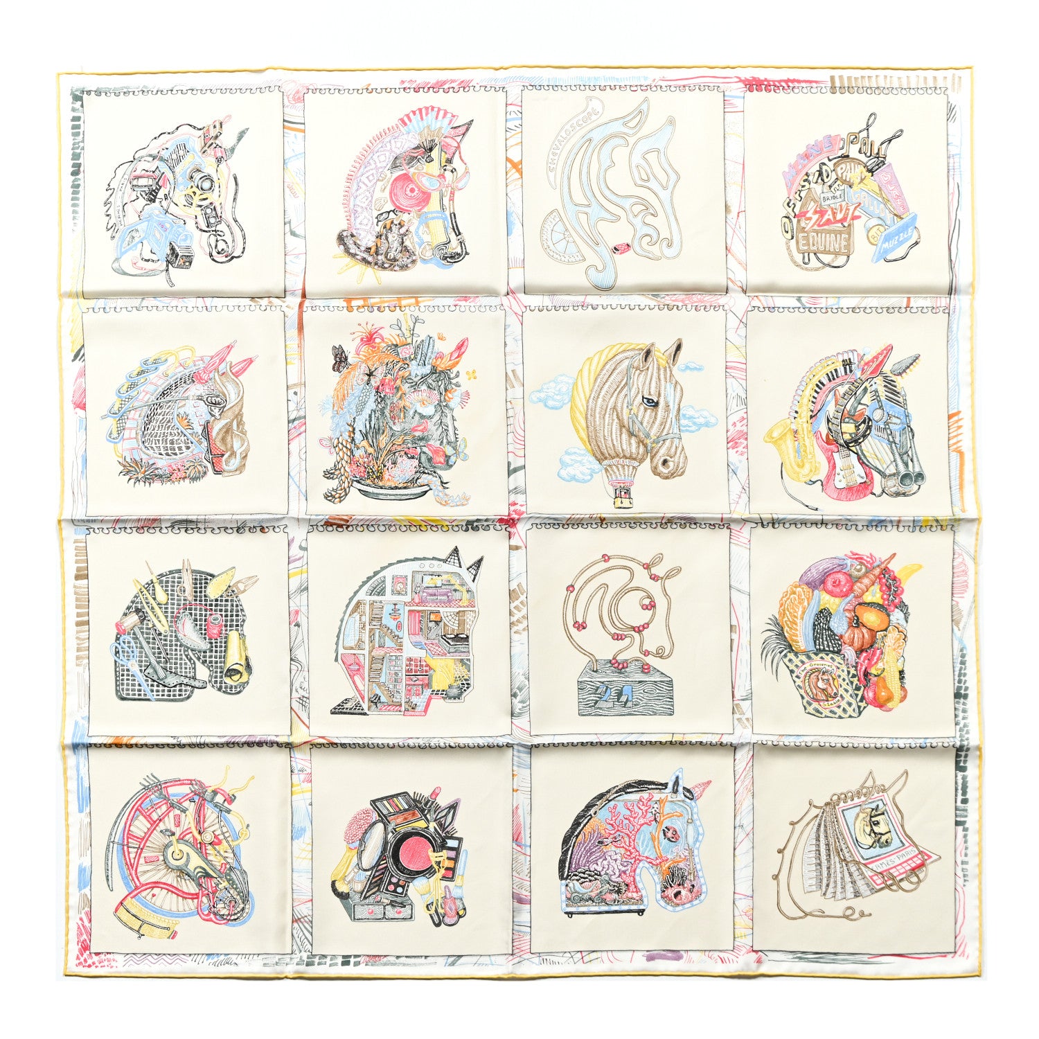 Hermes Chevaloscope Scarf 90 Nacre Vert Multicolor 1 of 4
