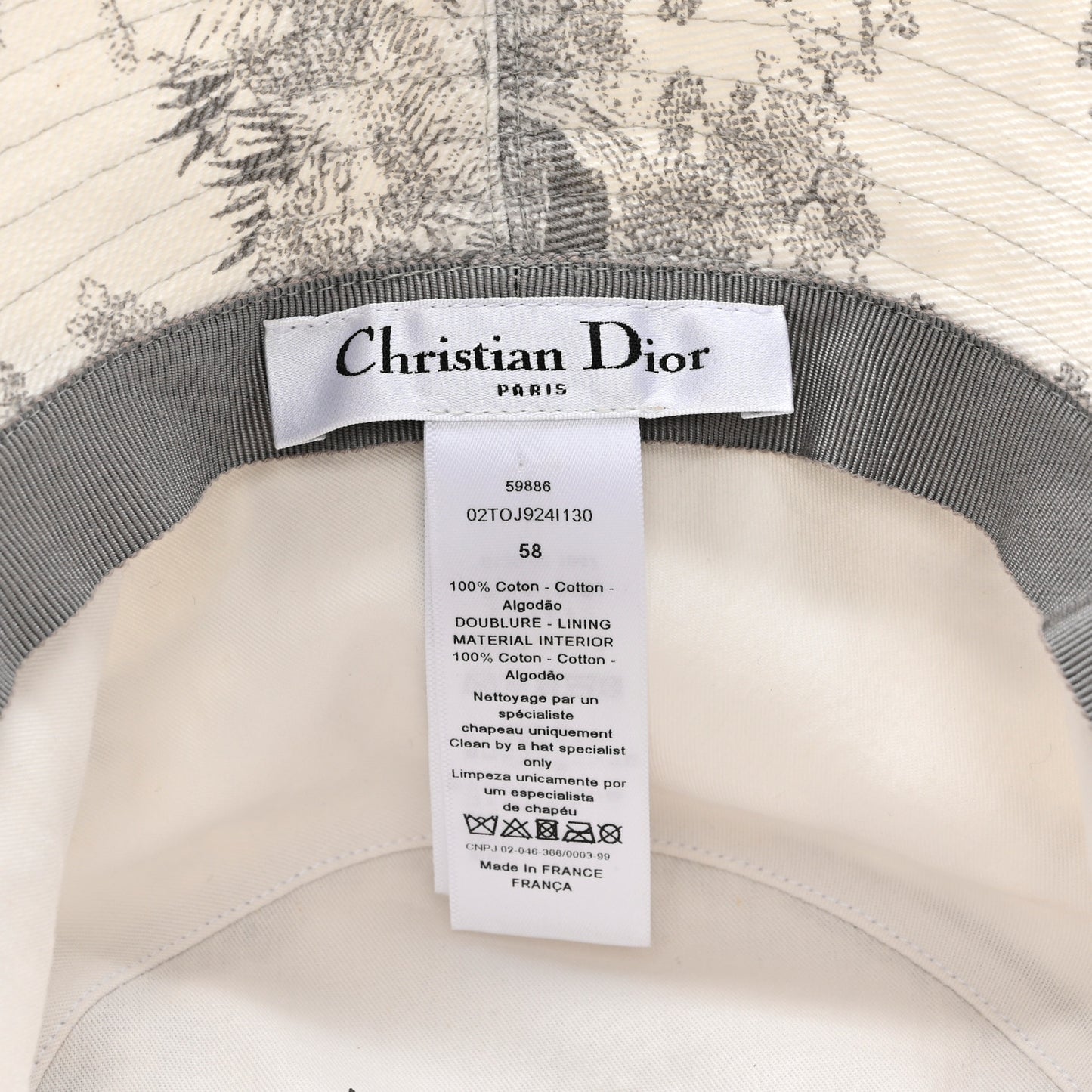 Cotton Dioriviera Toile De Jouy Bob Brim Bucket Hat 58 Gray