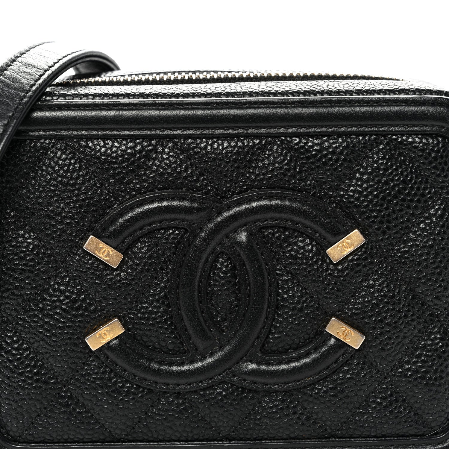 Chanel Caviar Quilted CC Filigree Vanity Clutch With Chain Black 8 of 10