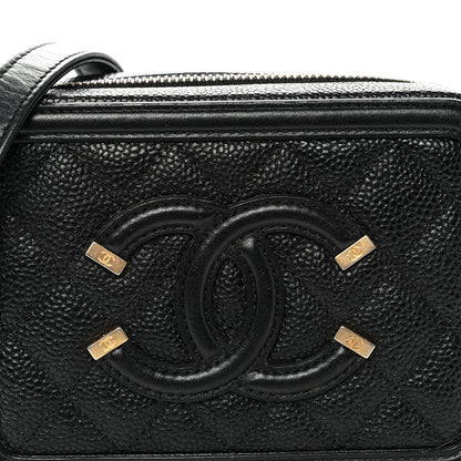 Chanel Caviar Quilted CC Filigree Vanity Clutch With Chain Black 8 of 10