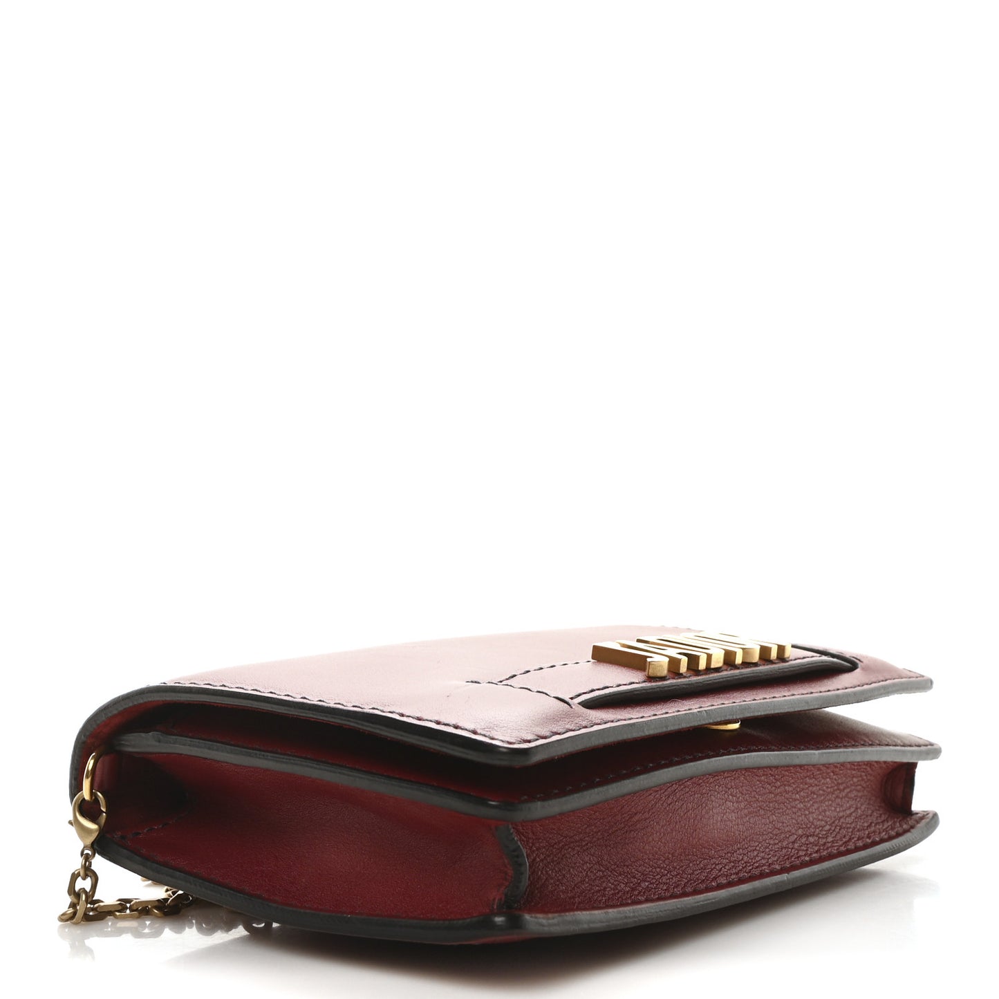 Calfskin J'Adior Wallet on Chain Pouch Red