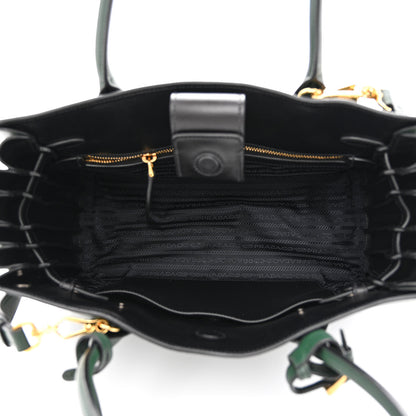 Prada City Calfskin Medium Colorblock Bibliothèque Tote Green Black 5 of 12