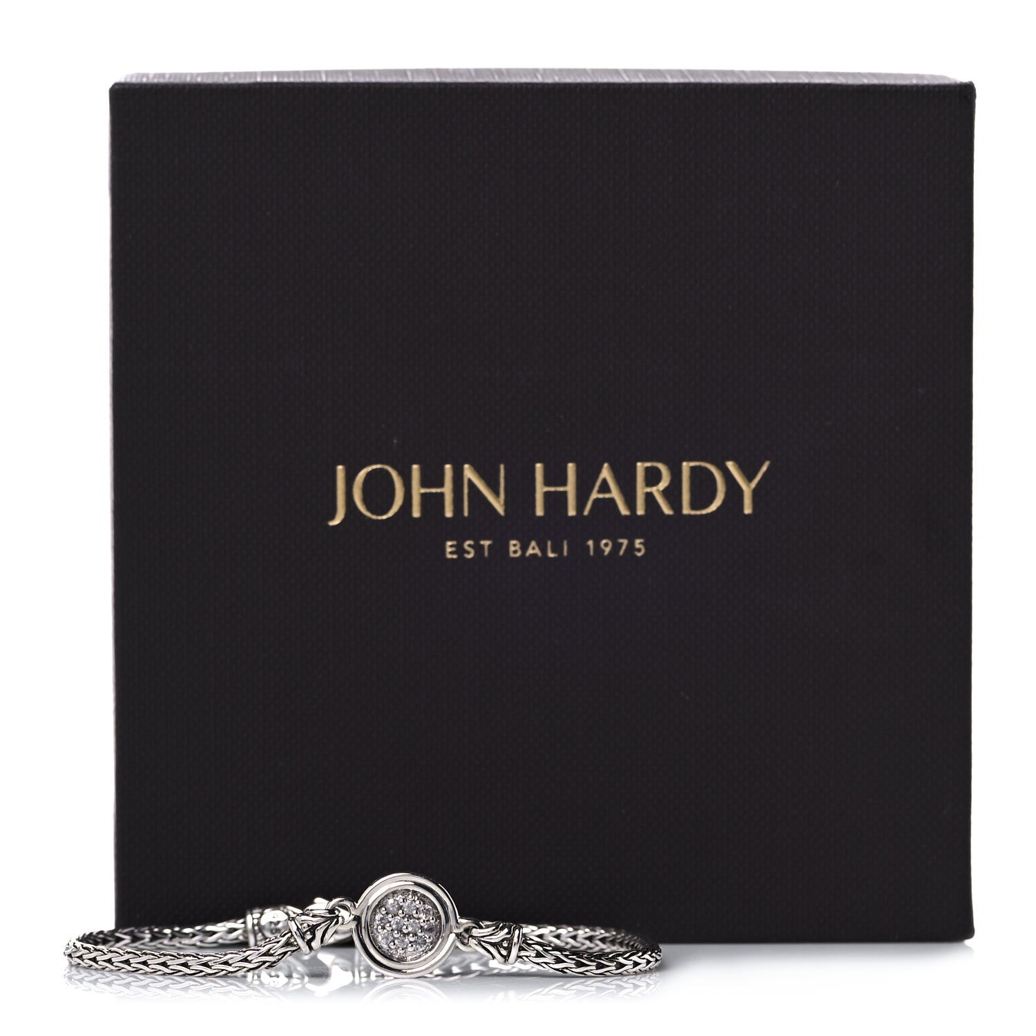 John Hardy Sterling Silver White Sapphire Classic Chain Round Station Bracelet 7 of 7