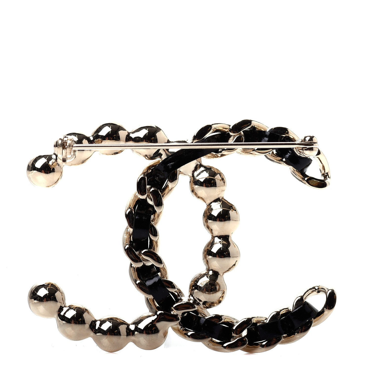 Chanel Lambskin Pearl CC Chain Brooch Black Gold 3 of 4
