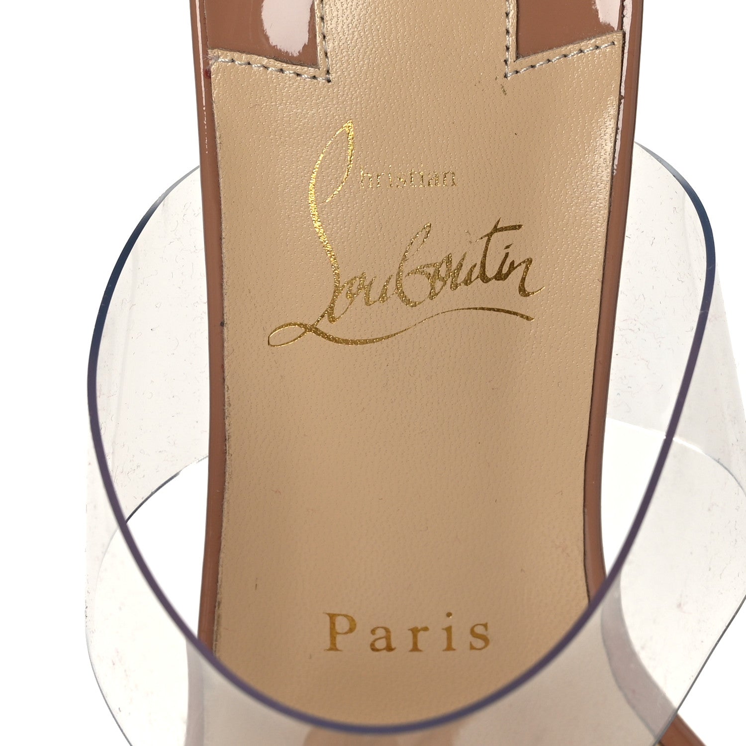 Christian Louboutin Patent PVC Just Nothing 85 Slide Sandals 37.5 Nude 7 of 7