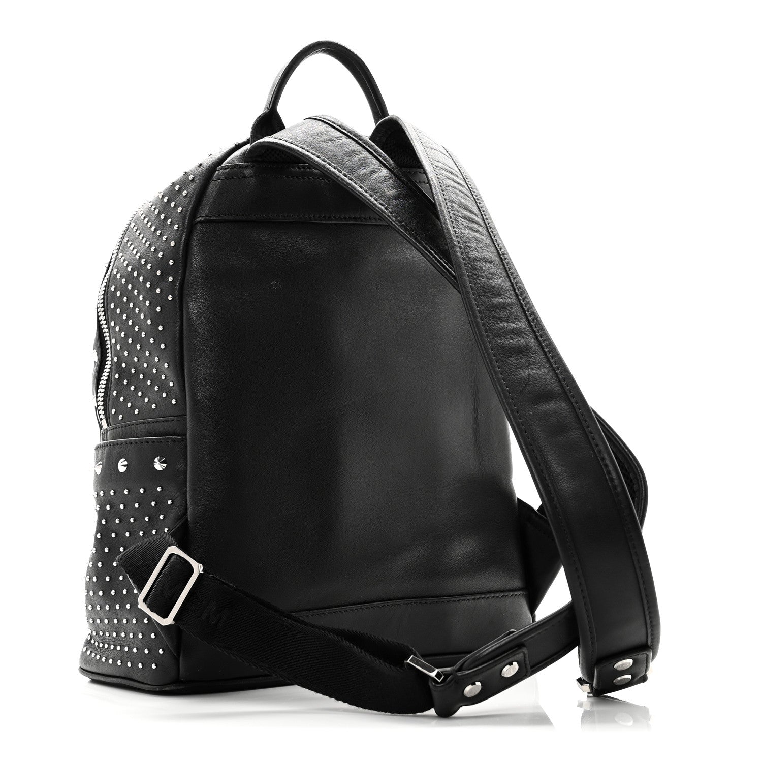 MCM Calfskin Studded Small Stark Backpack Black 3 of 9