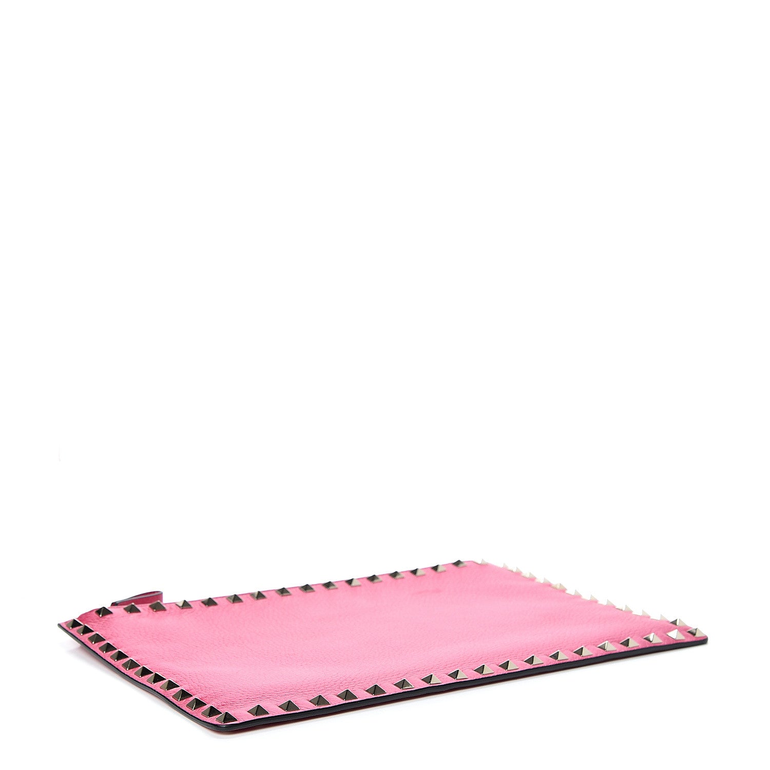 Valentino Garavani Pebbled Calfskin Large Rockstud Zip Pouch Peony 3 of 7