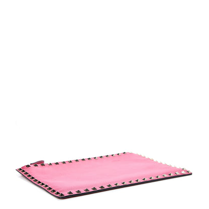 Valentino Garavani Pebbled Calfskin Large Rockstud Zip Pouch Peony 3 of 7