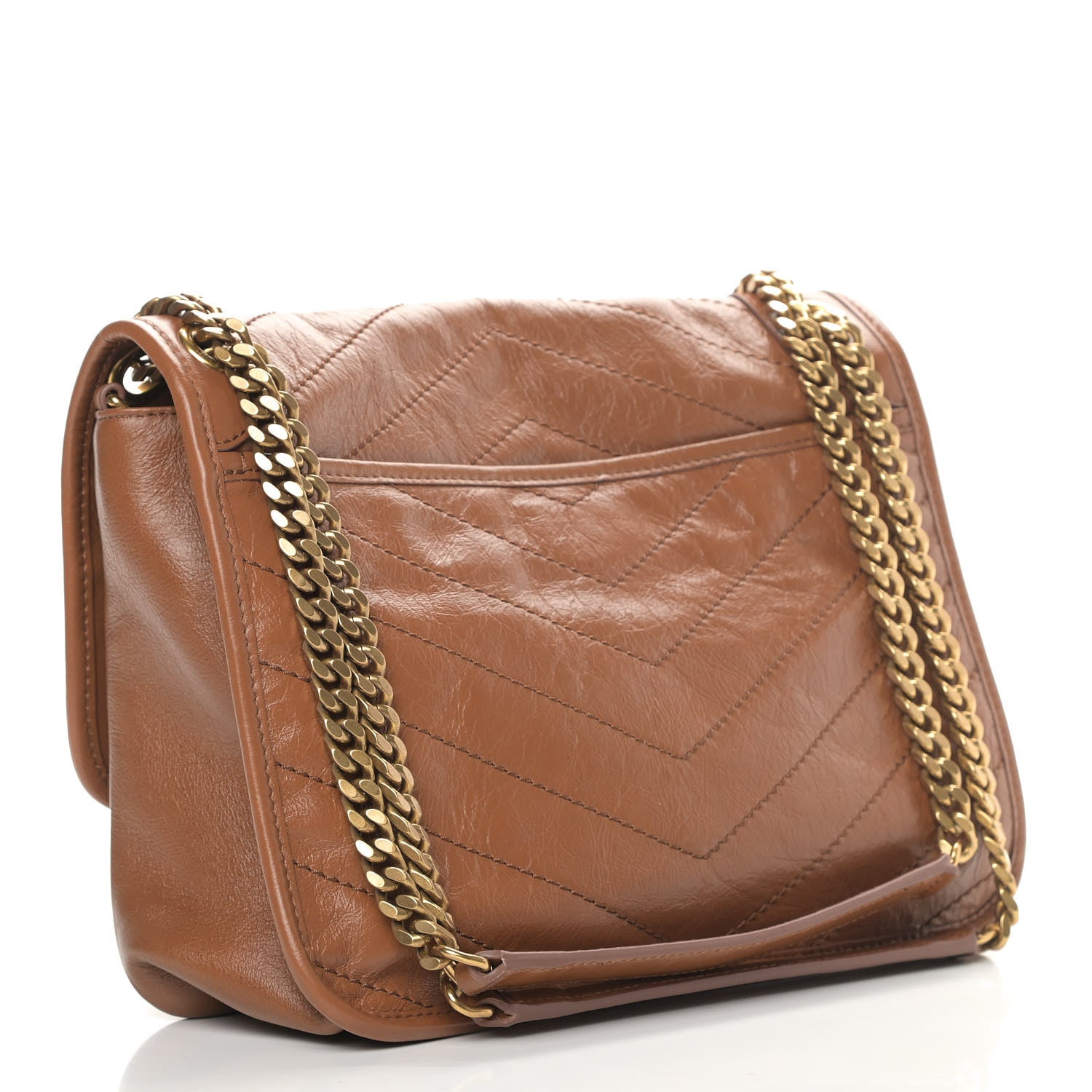 Saint Laurent Calfskin Matelasse Monogram Niki Chain Satchel Caramel 3 of 9