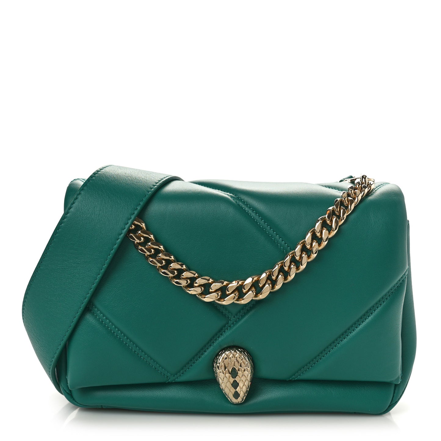 Calfskin Matelasse Mini Serpenti Cabochon Crossbody Bag Jade Green