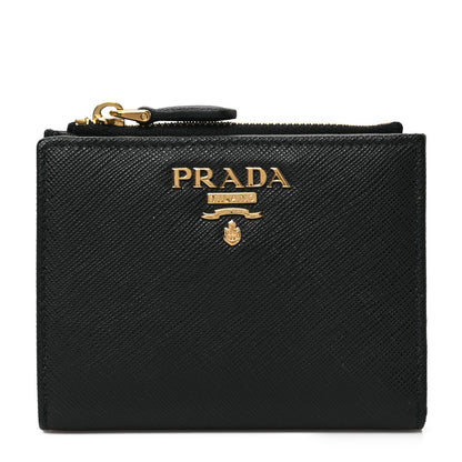 Prada Saffiano Colour Metal Compact Wallet Black Hibiscus 1 of 6