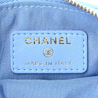 Chanel Lambskin Quilted Small Cosmetic Case Light Blue 6 of 8