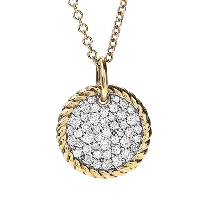 David Yurman 18K Yellow Gold Diamond Cable Collectibles Pave Charm Pendant Necklace 3 of 6