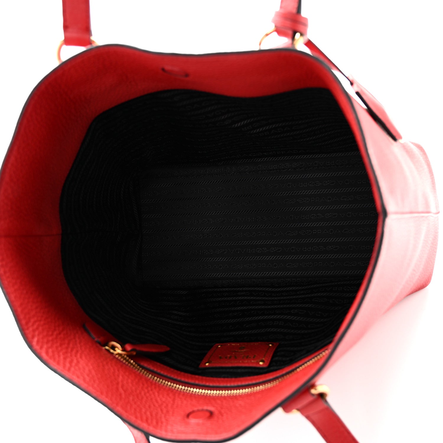 Prada Vitello Phenix Embossed Logo Tote Rosso 5 of 10