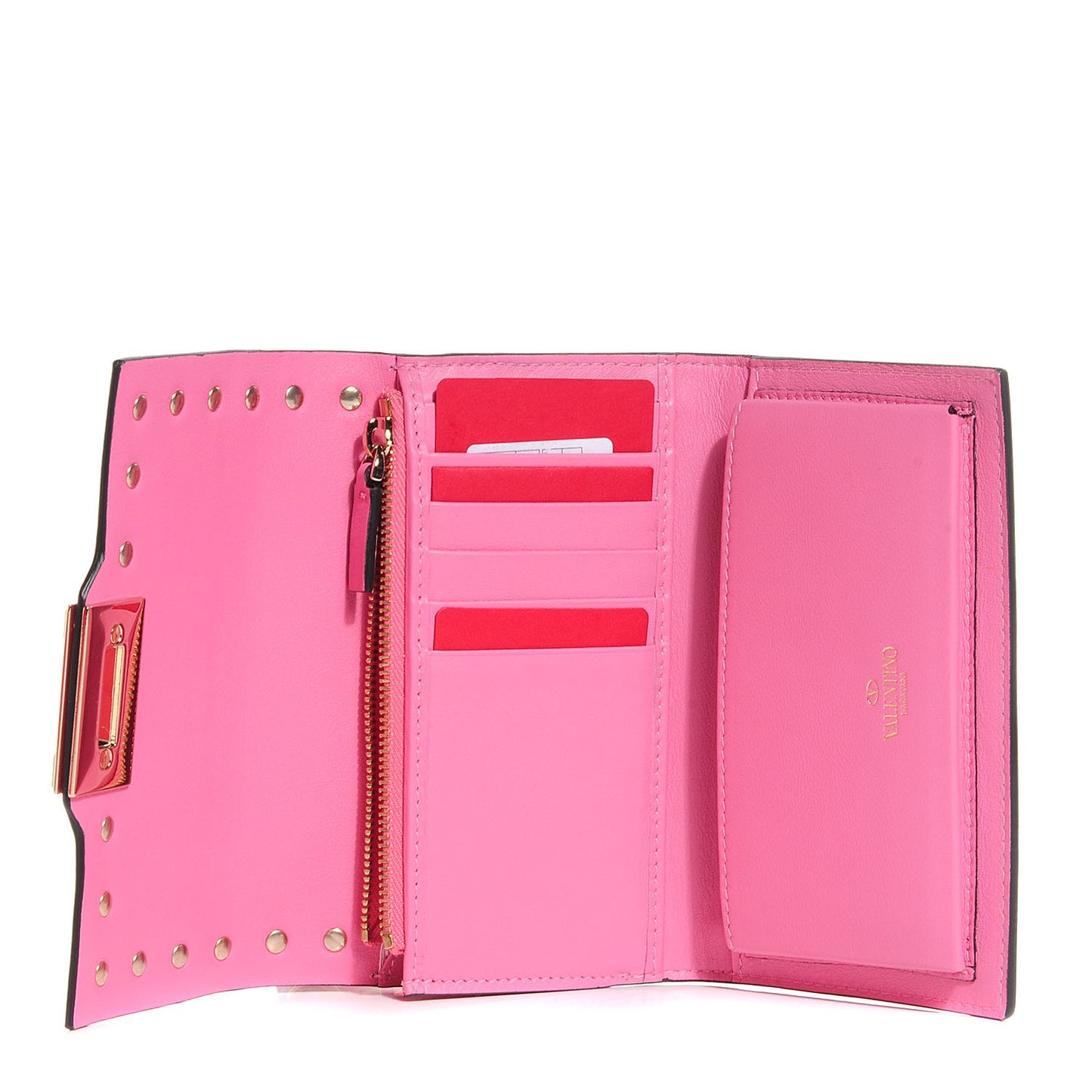 Calfskin Rockstud Flip Lock Wristlet Wallet Ninphea
