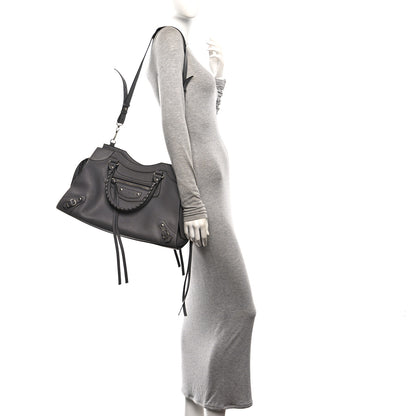 Balenciaga Grained Calfskin Neo Classic Silver Hardware Medium City Dark Grey 2 of 10