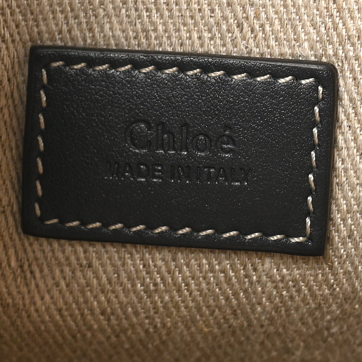Chloe Linen Calfskin Small Woody Ribbon Tote With Strap White Navy 6 of 9