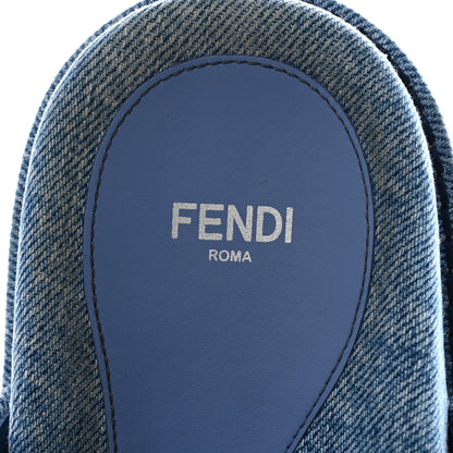 Fendi Denim Jacquard FF Womens Fendi Feel Buckled Slide Sandals 37 Blue 8 of 15