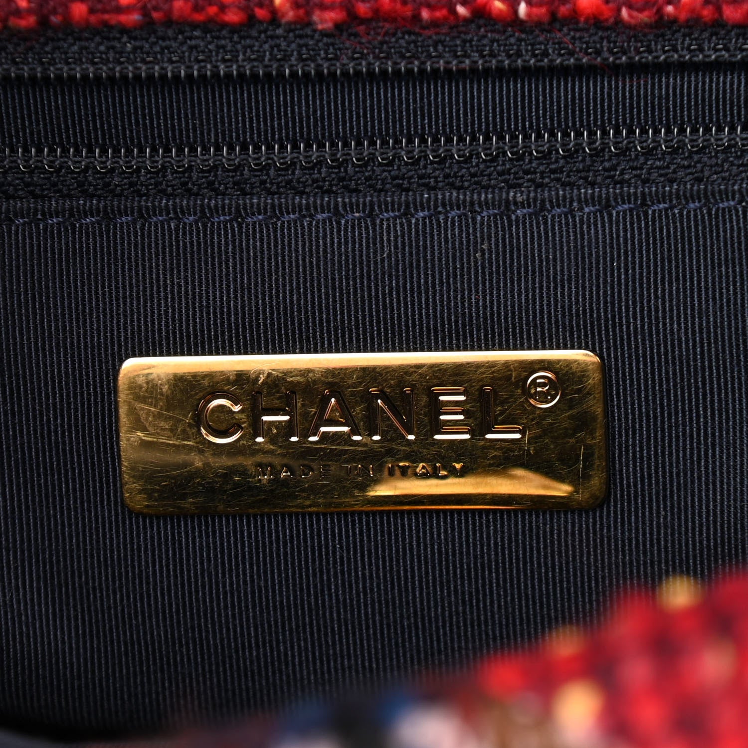 Chanel Tweed Quilted Medium Chanel 19 Flap Red Navy Multicolor 6 of 10