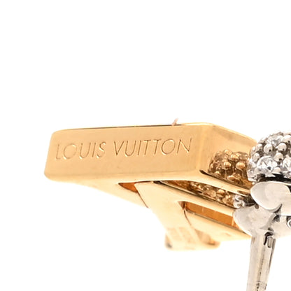 Louis Vuitton Metal Crystal LV Grams Earrings Gold Silver 4 of 5