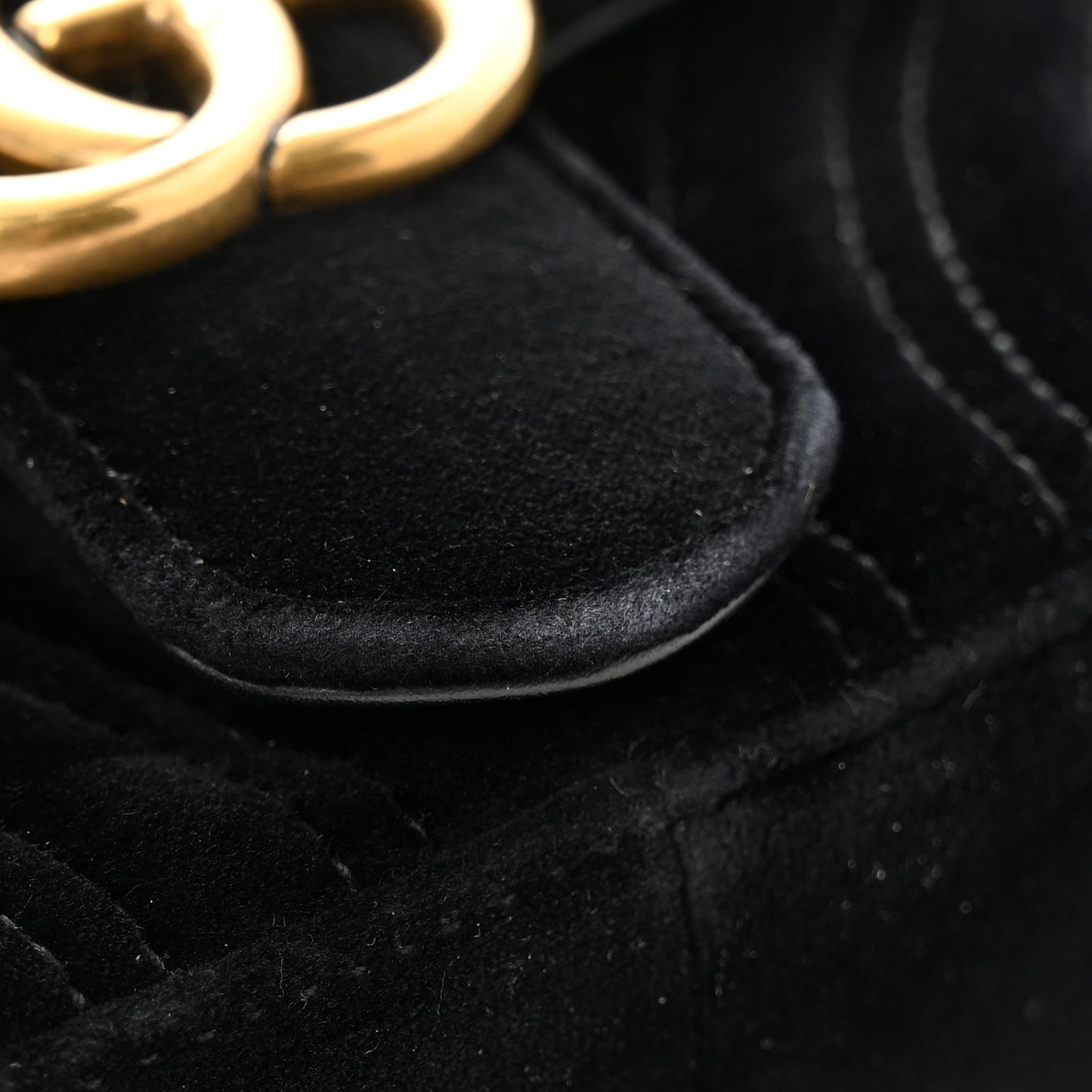 Velvet Matelasse Mini GG Marmont Shoulder Bag Black