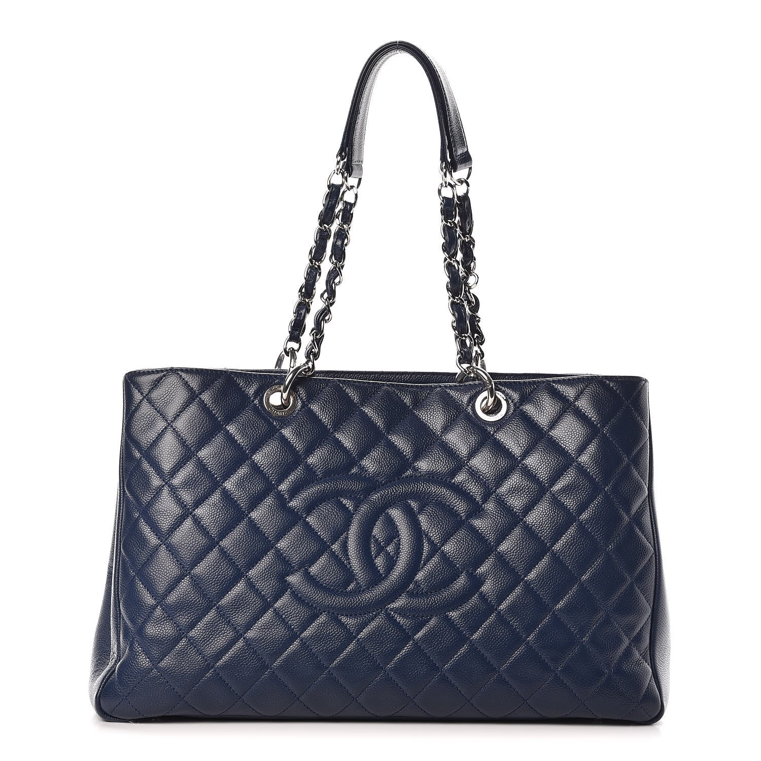 Chanel Caviar Quilted XL Grand Shopping Tote GST Navy Blue 1 of 18
