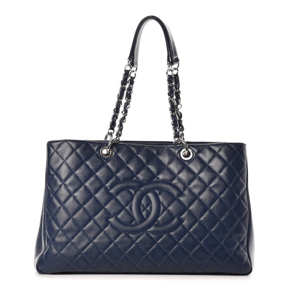 Chanel Caviar Quilted XL Grand Shopping Tote GST Navy Blue 1 of 18