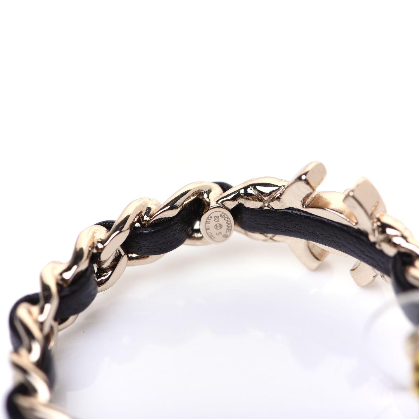 Lambskin CC Turnlock Chain Hoop Earrings Gold Black