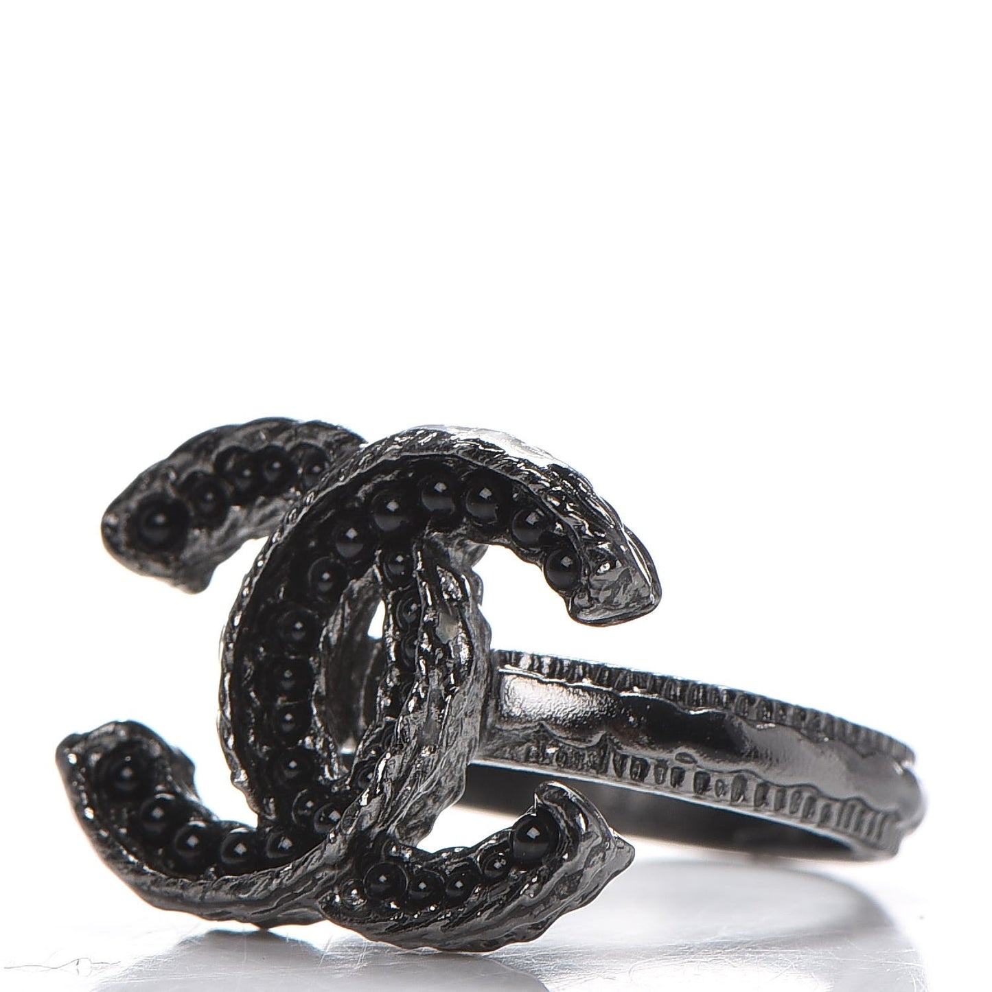 Ruthenium Bead CC Ring 6 Black