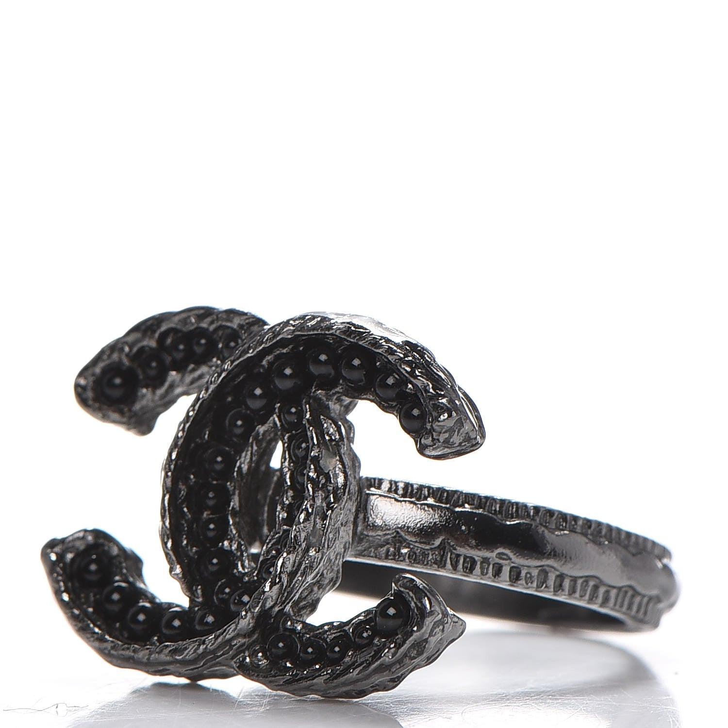 Chanel Ruthenium Bead CC Ring 6 Black 3 of 5