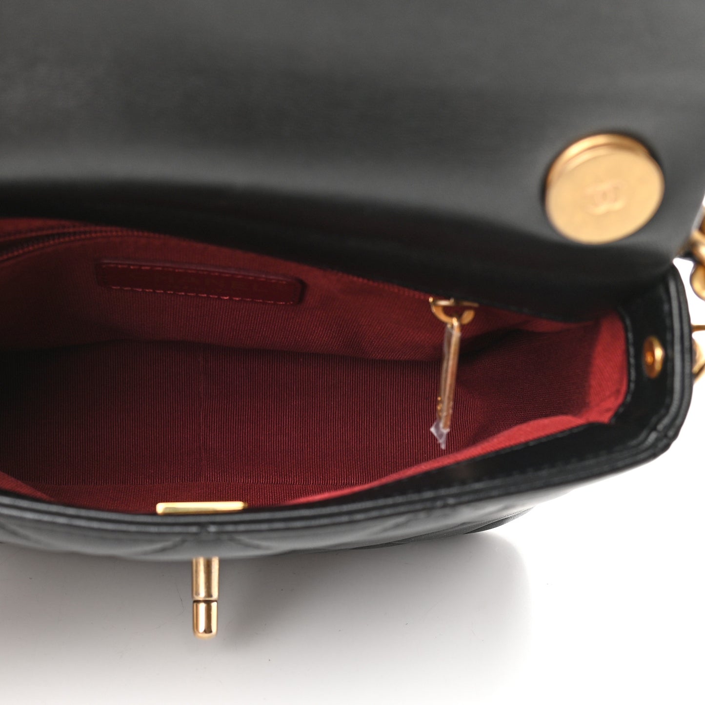 Lambskin Quilted Small Side Note Flap Black