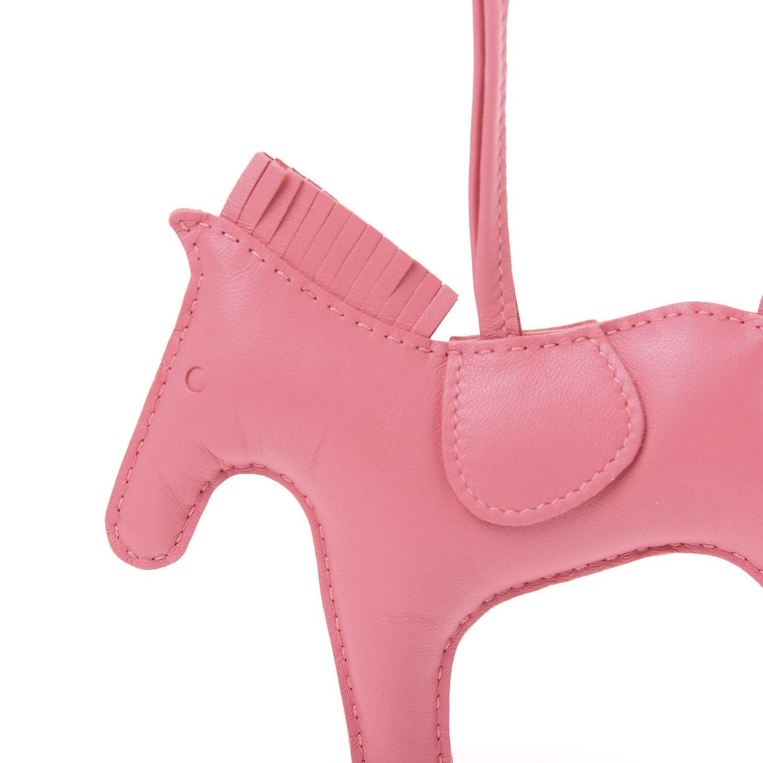 Hermes Milo Lambskin Grigri Rodeo Horse Bag Charm MM Rose Azalee 3 of 4