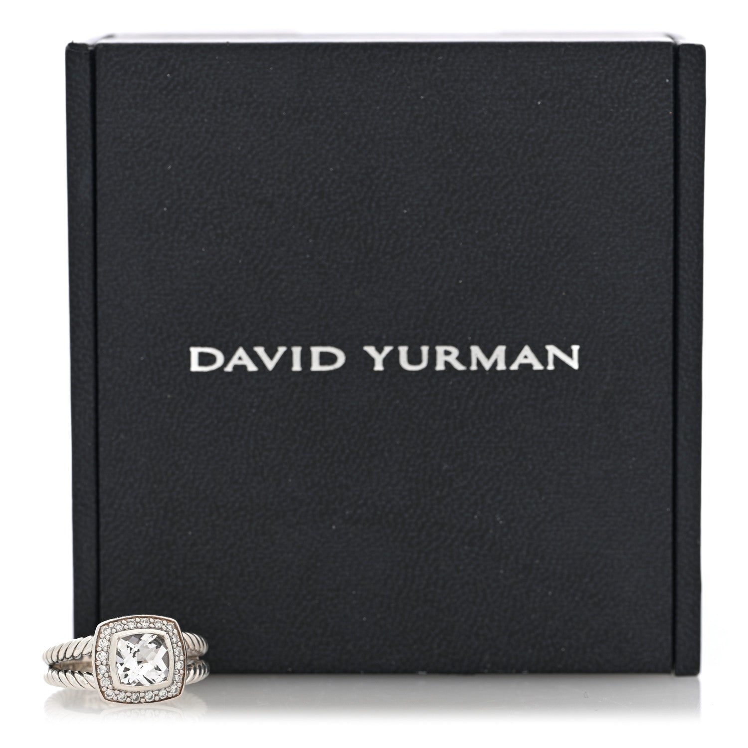 David Yurman Sterling Silver Diamond Blue Topaz 7mm Petite Albion Ring 50 5.25 5 of 5