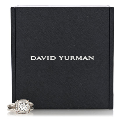 David Yurman Sterling Silver Diamond Blue Topaz 7mm Petite Albion Ring 50 5.25 5 of 5