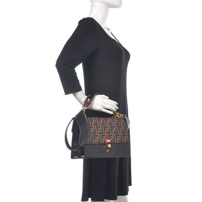 Fendi Vitello Liberty Bi-Color FF 1974 Embossed Kan I Shoulder Bag Black Maya 2 of 11