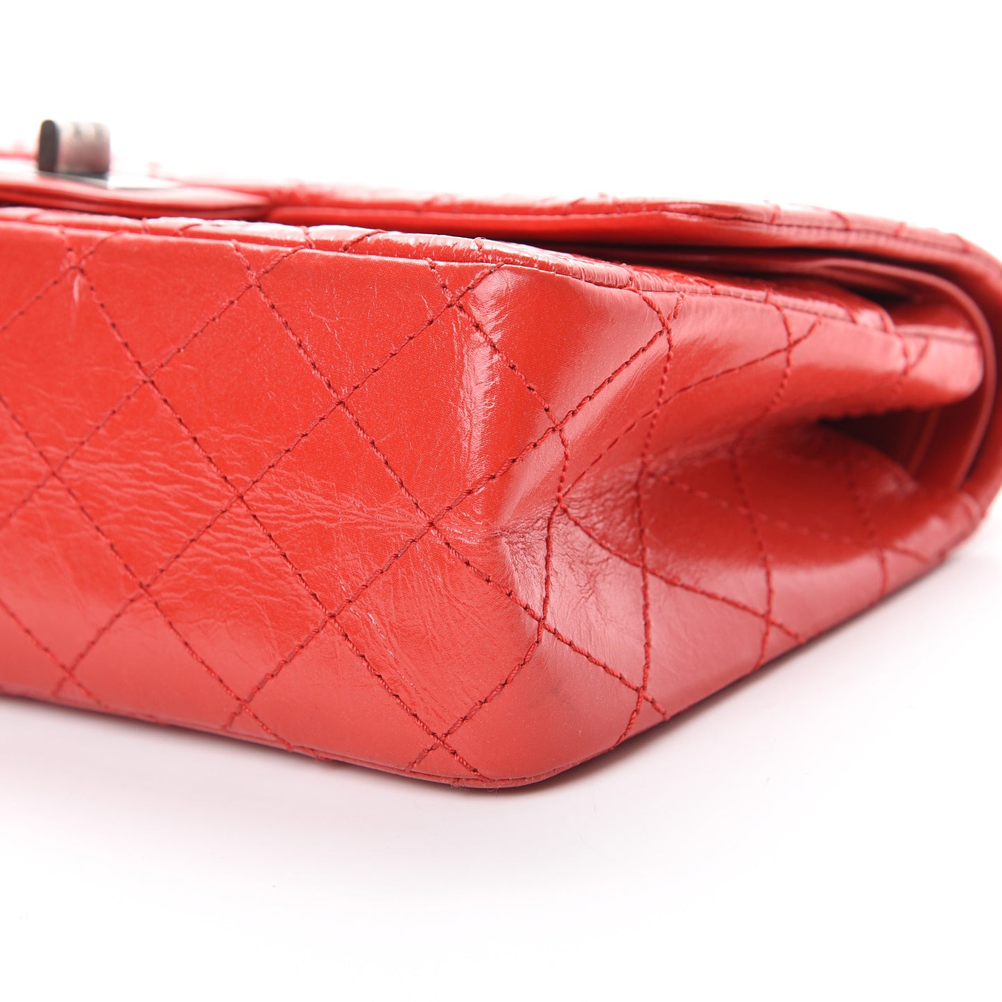 Patent Distressed Calfskin Quilted 2.55 Reissue 225 Flap Red