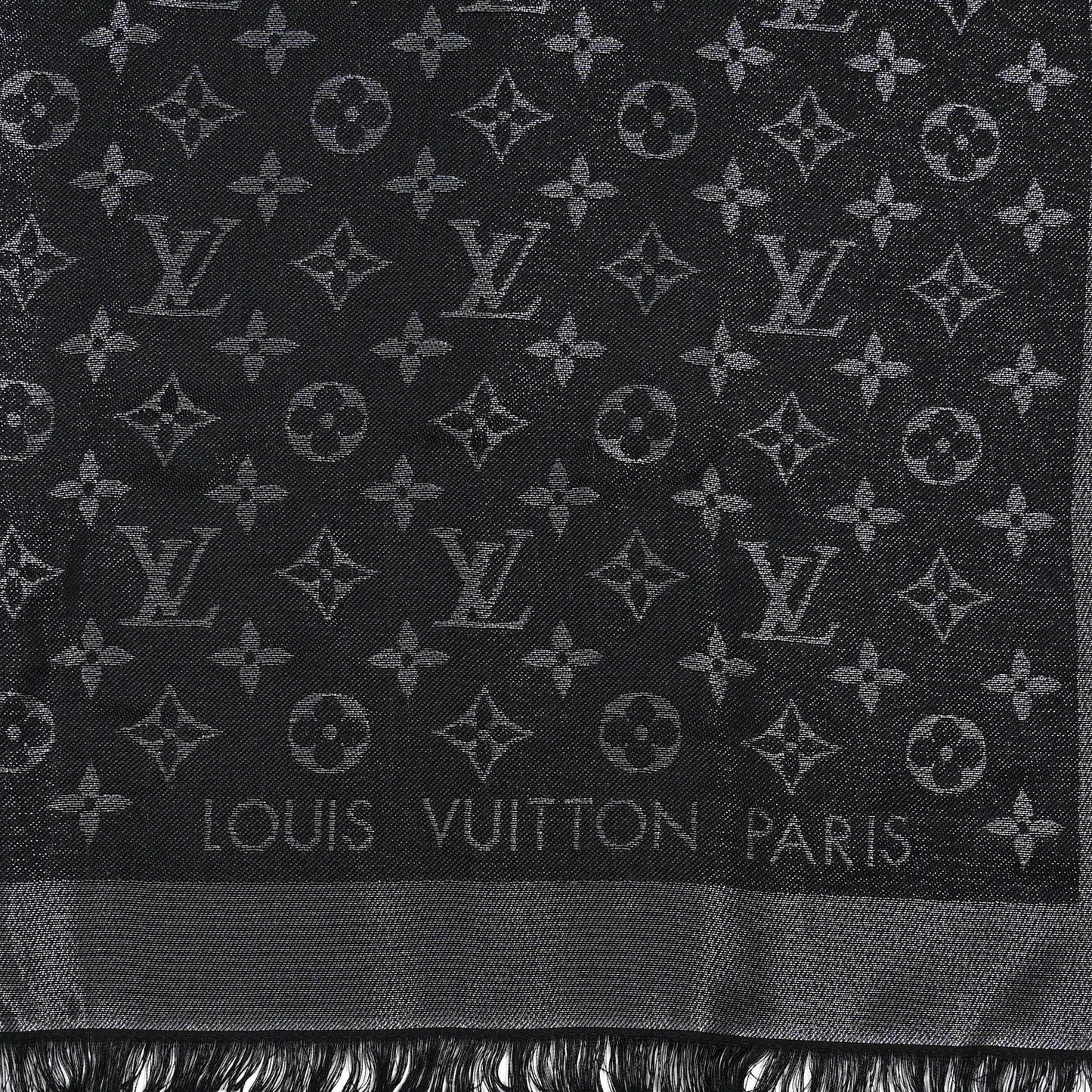 Silk Lurex Wool Monogram Shine Shawl Black