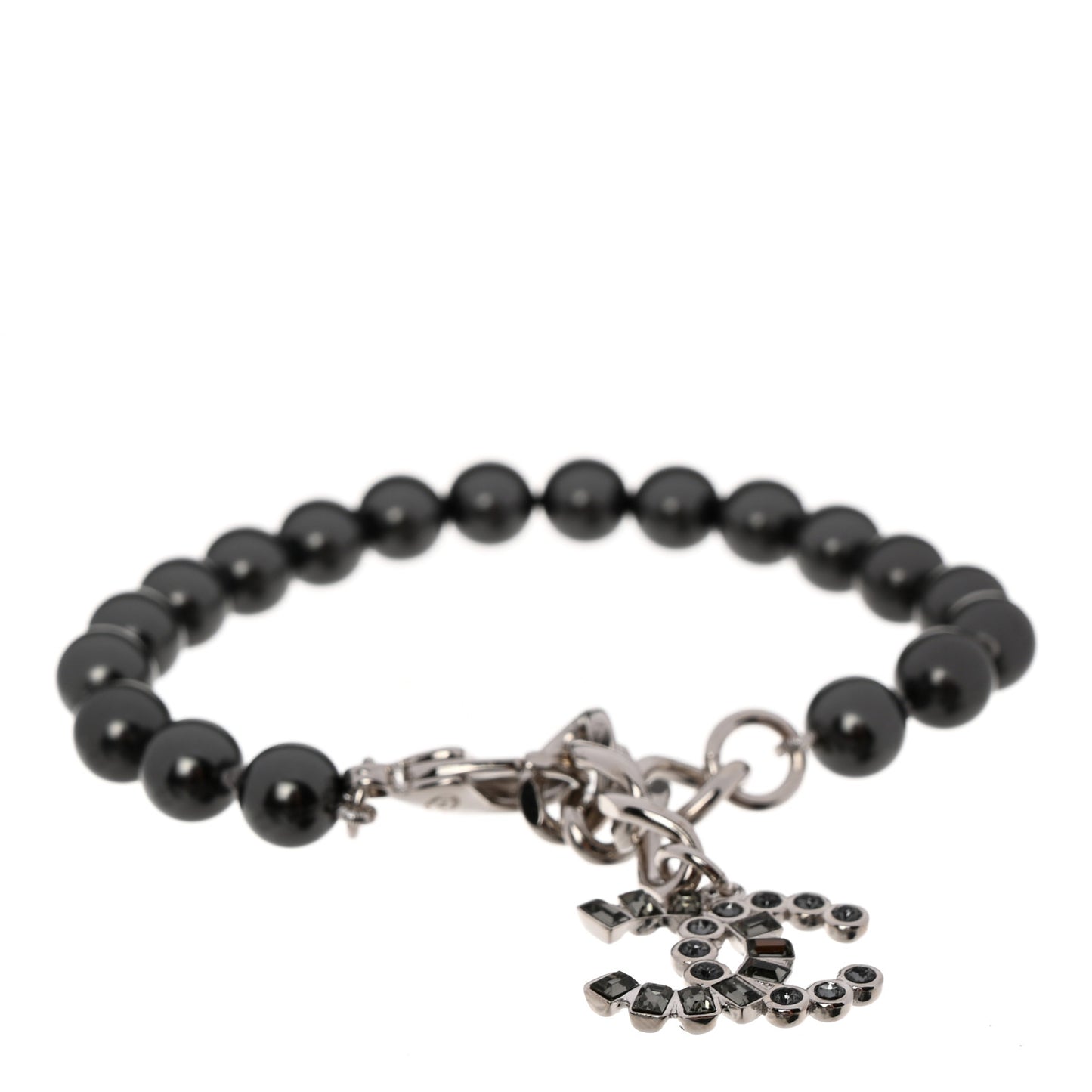 Pearl Baguette Crystal CC Bracelet Silver Grey