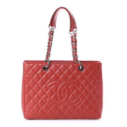 Chanel Caviar Quilted Grand Shopping Tote GST Red 1 of 9