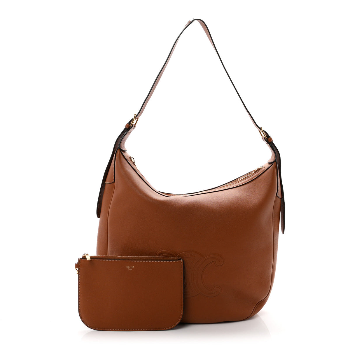 Celine Supple Calfskin Large Triomphe Heloise Shoulder Bag Tan 3 of 12