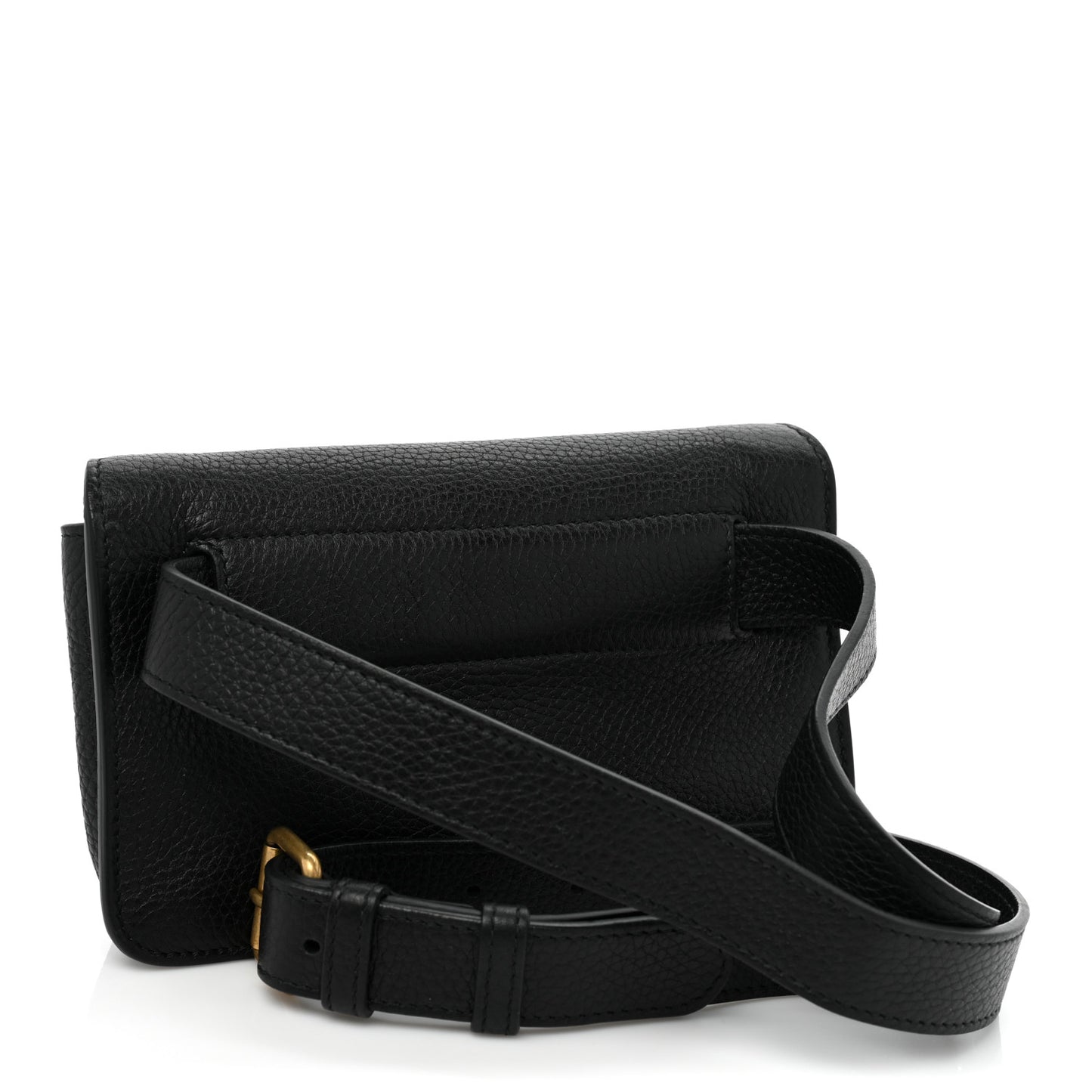 Pebbled Calfskin Soho Flap Belt Bag Black