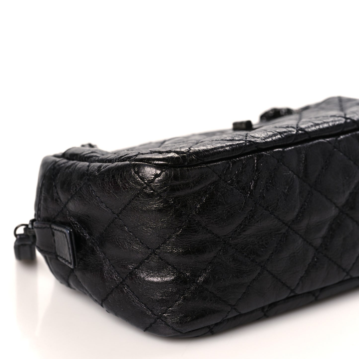 Metallic Aged Calfskin Quilted Medium Reissue Camera Case Black