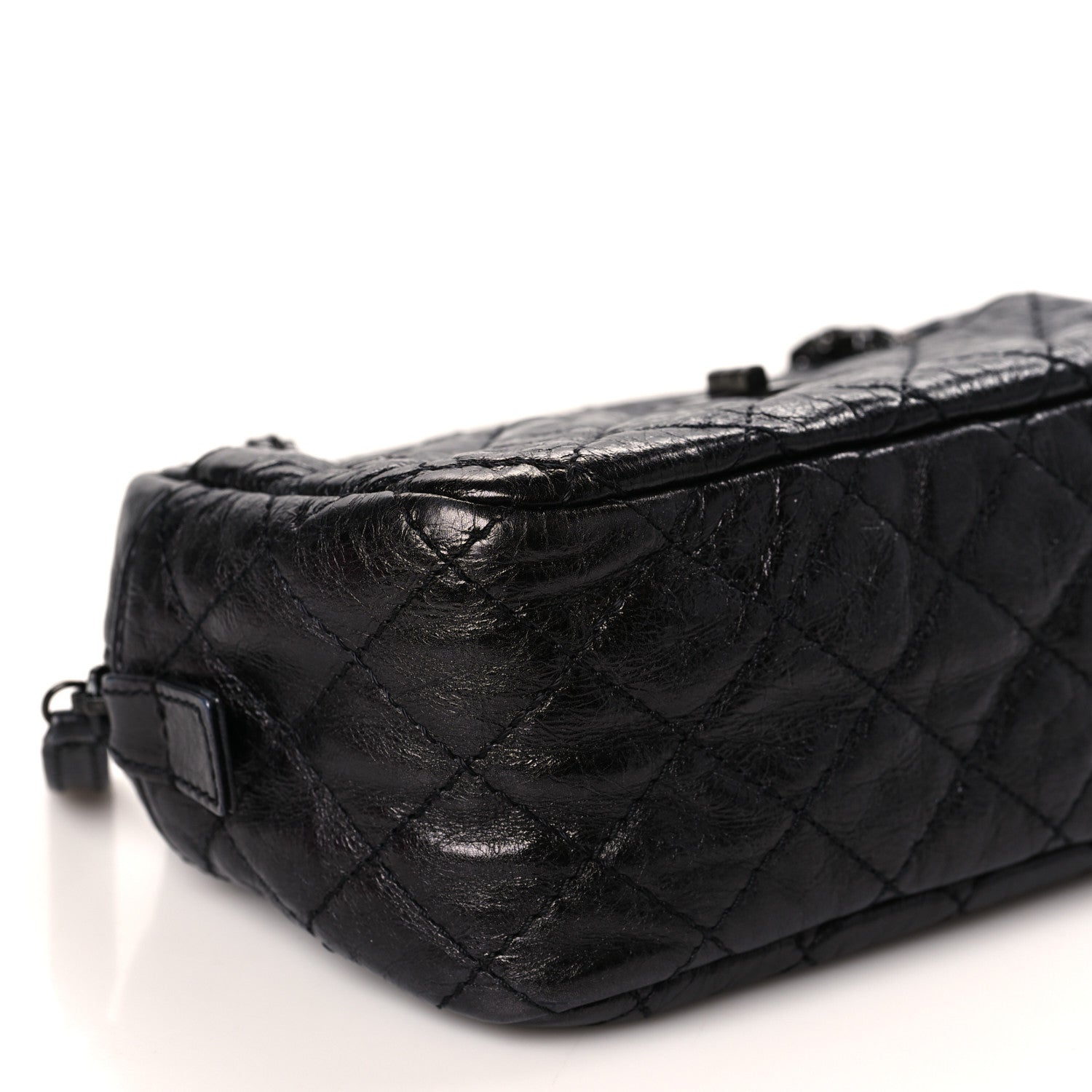 Chanel Metallic Aged Calfskin Quilted Medium Reissue Camera Case Black 7 of 8
