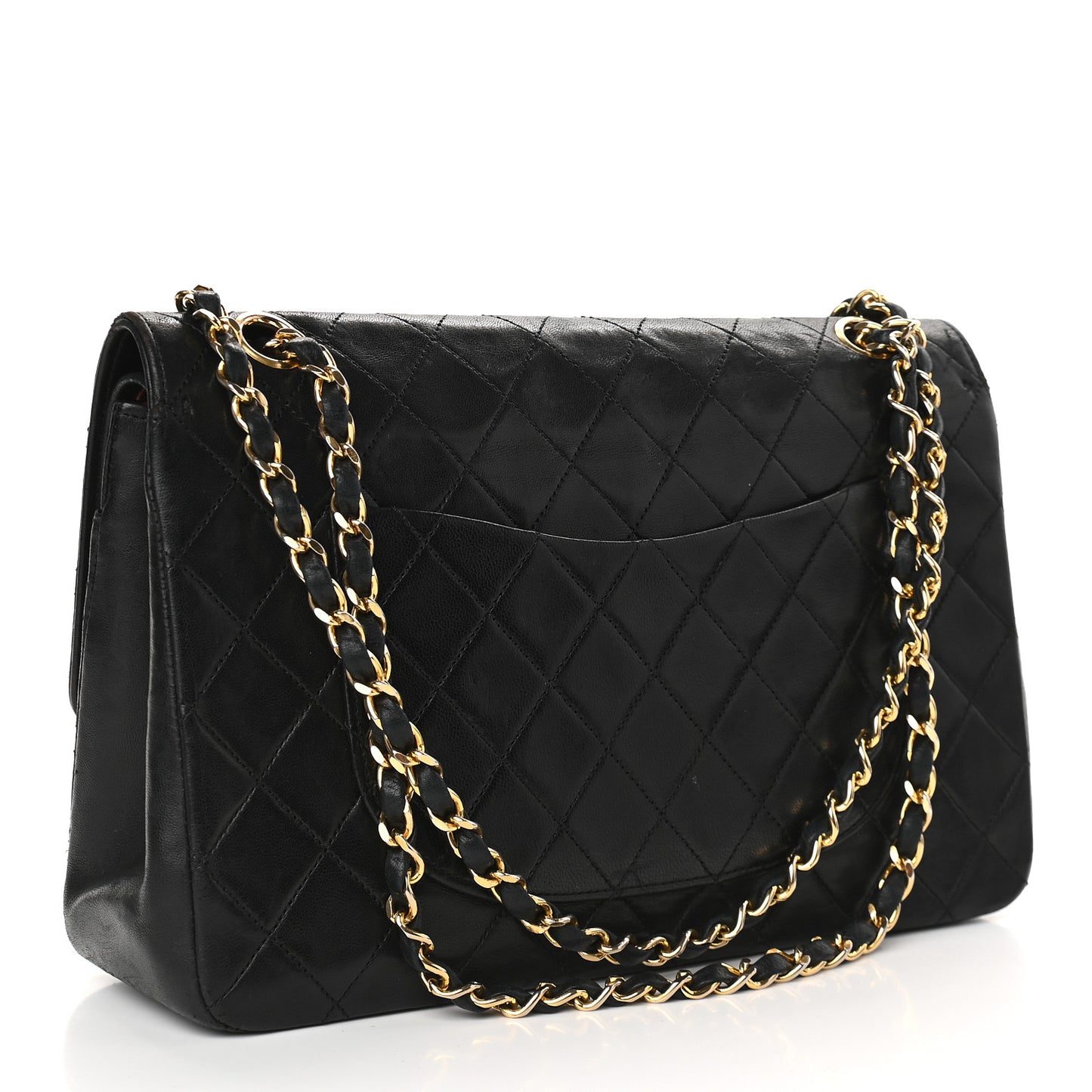 Lambskin Quilted Medium Double Flap Black
