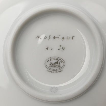 Hermes Porcelain Mosaique Au 24 Platine Soy Dish Set of 2 Platinum 15 of 18