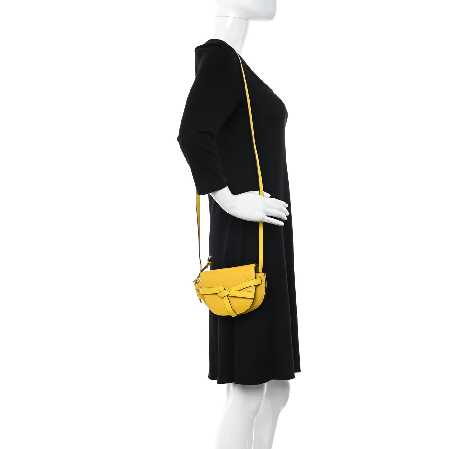 Grained Calfskin Mini Gate Crossbody Bag Yellow