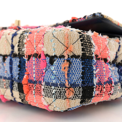Chanel Tweed Quilted Medium Double Flap Blue Orange Yellow 10 of 12