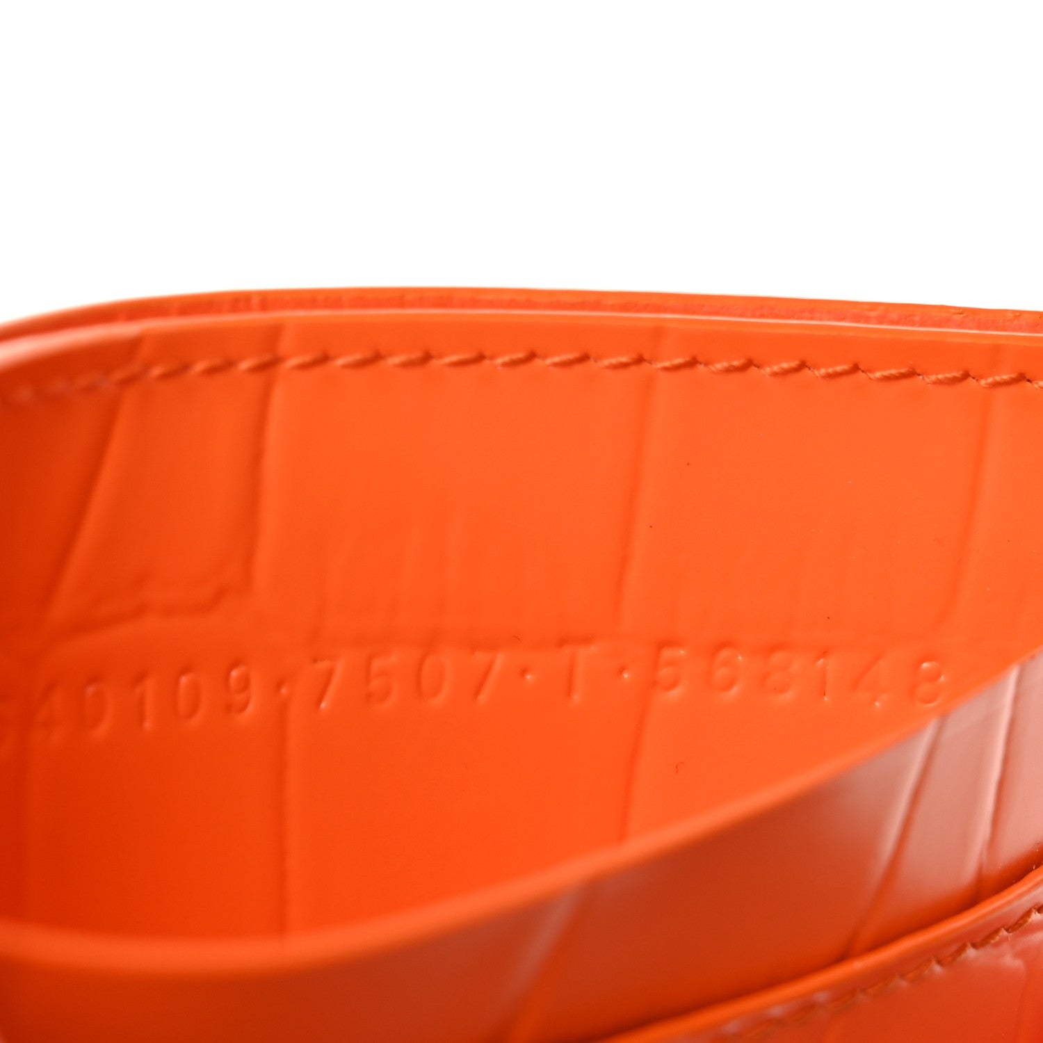 Balenciaga Semi Shiny Calfskin Crocodile Embossed Neo Classic Card Holder Orange 7 of 10